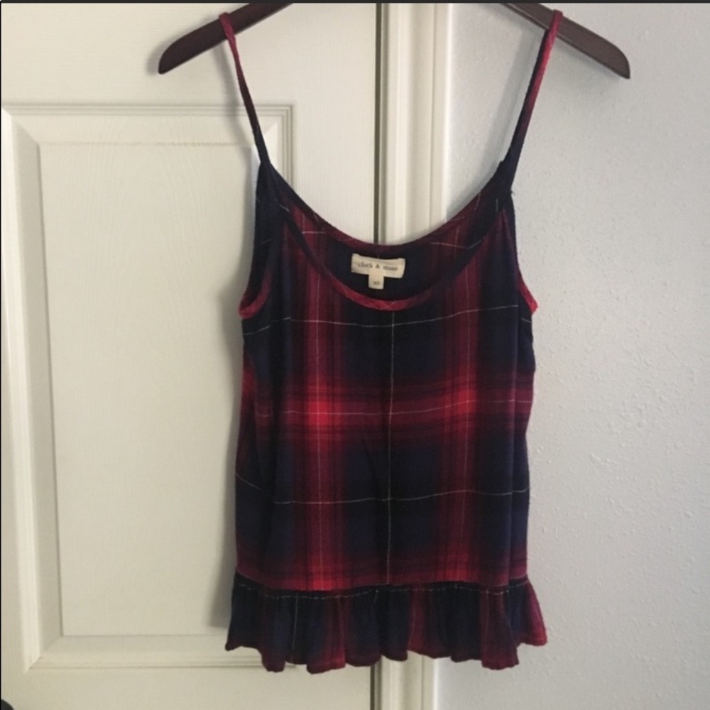 CLOTH & STONE Flannel Sleeveless Flutter Hem Top